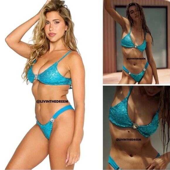 Jazmin Love Sequin Bralette Top & Skimpy Bottom XL / S Set $397 - Picture 1 of 16